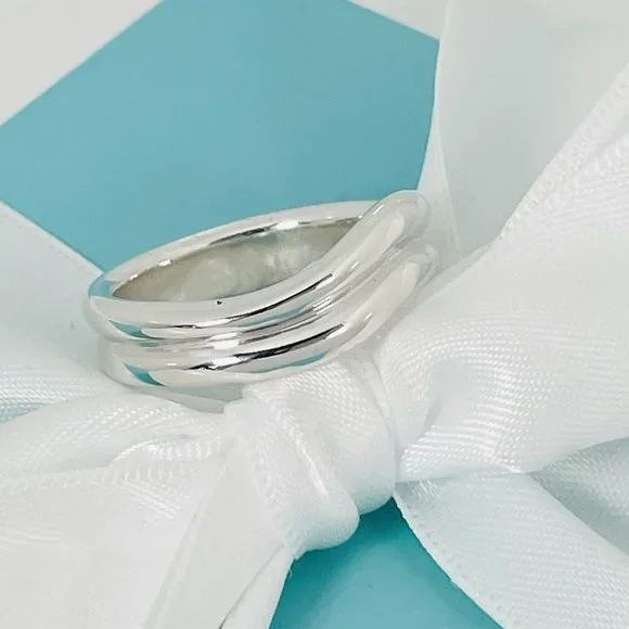 Size 10.5 Tiffany Doppio Ring by ELsa Peretti Mens Unisex in Sterling Silver